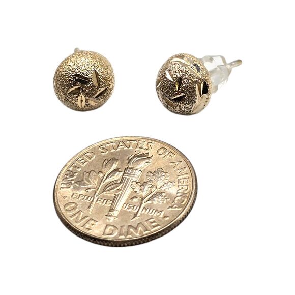 Sterling Pierced Earrings Dome Shaped Gold Vermeil Studs Dainty Post 925 6 mm - Picture 2 of 5